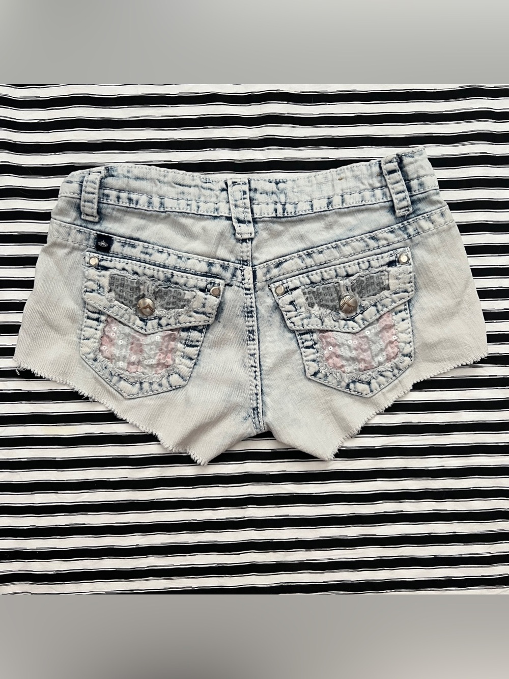 Y2K low rise shorts with sequin pockets - almost famous